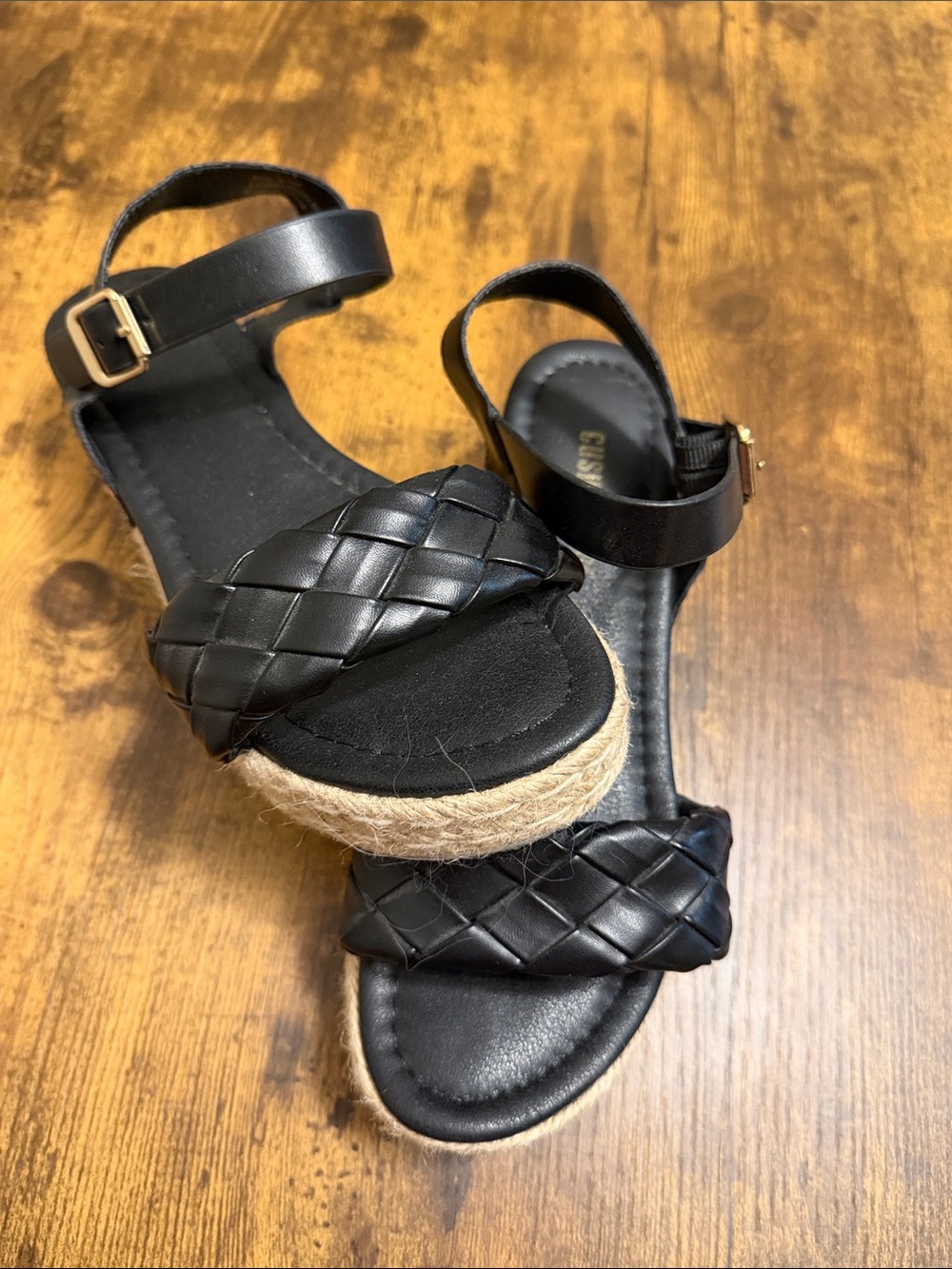 CUSHIONAIRE Black Woven Espadrille Platform Sandals